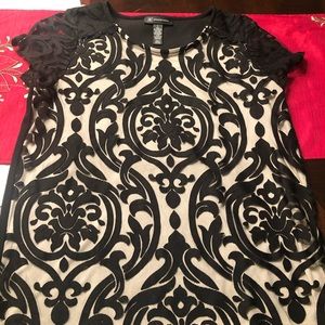INC fancy dress up top w/ black lace overlay SZ L